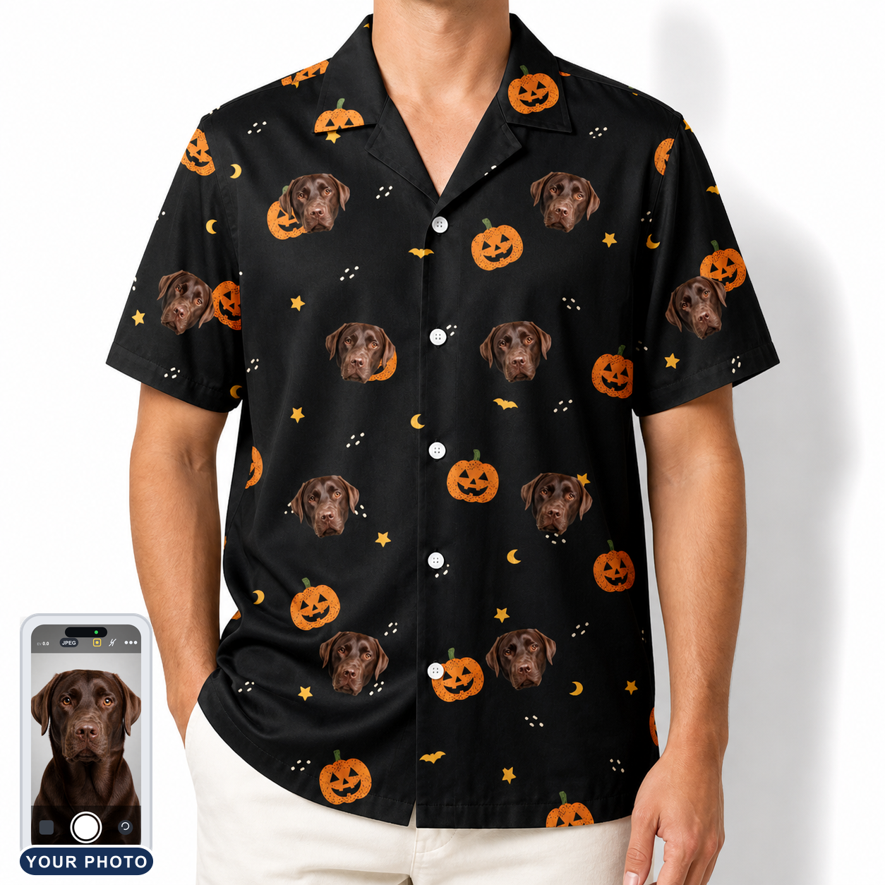 Men's Cackle Carvings Custom Dog Face Hawaiian Shirt