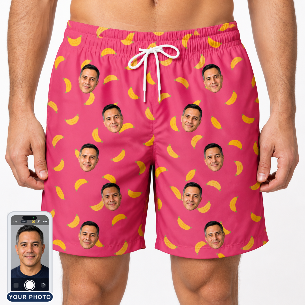Men's Banana Bonanza Custom Face Beach Shorts