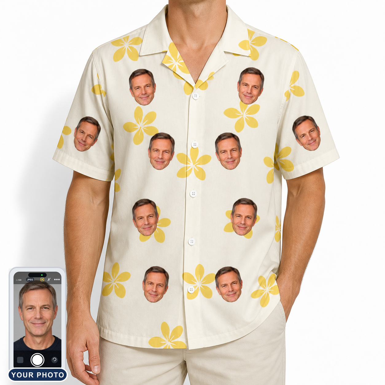 Men's Island Incense Custom Face Hawaiian Shirt