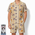 Men's Webbed Bones Custom Cat Face Shirt & Shorts Set