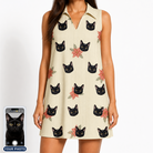 Women's Poinsettia Pop Custom Cat Face V-Neck Dress