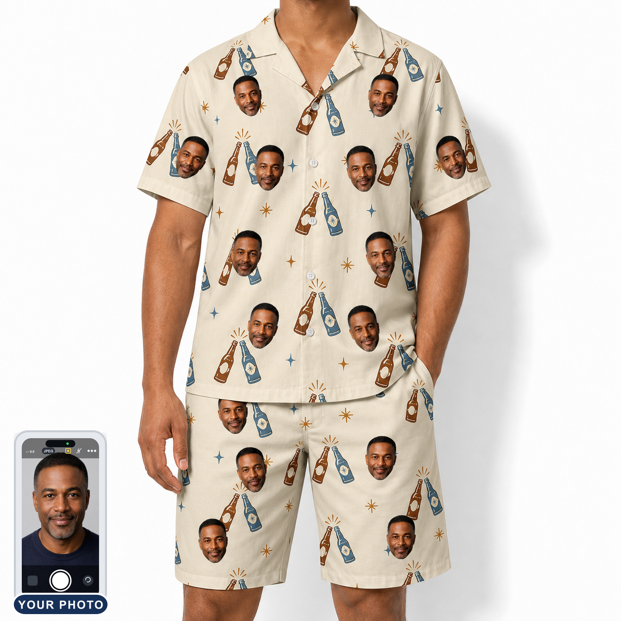 Men's Vow Vino Custom Face Shirt & Shorts Set