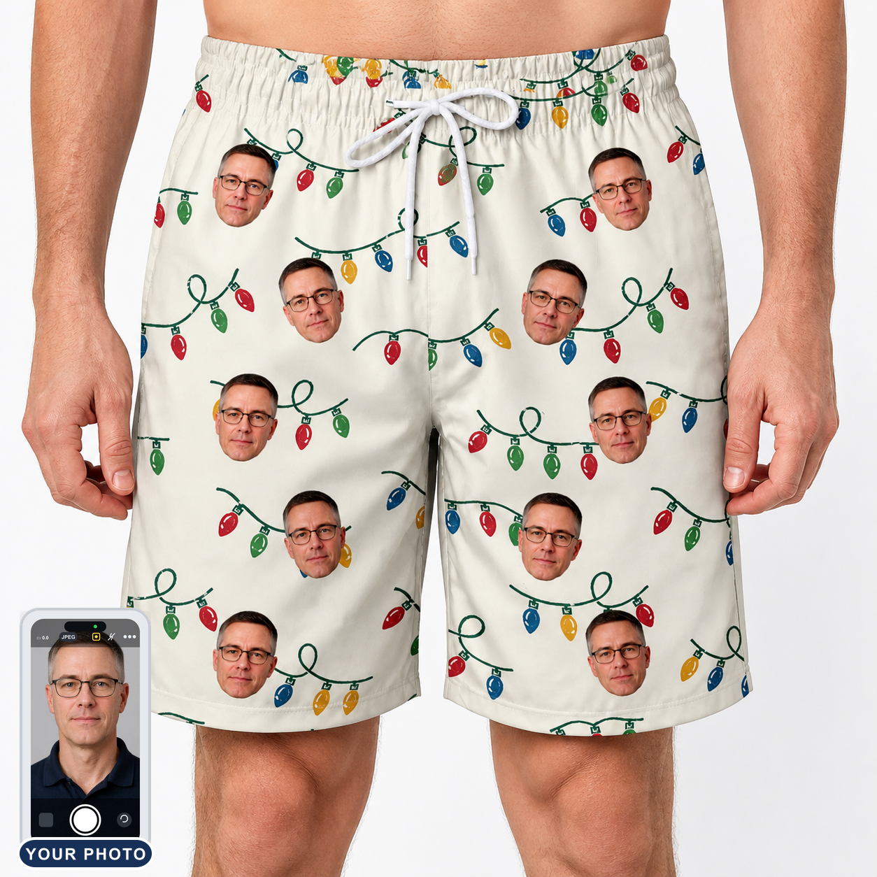 Men's Twinkle Tangled Custom Face Beach Shorts