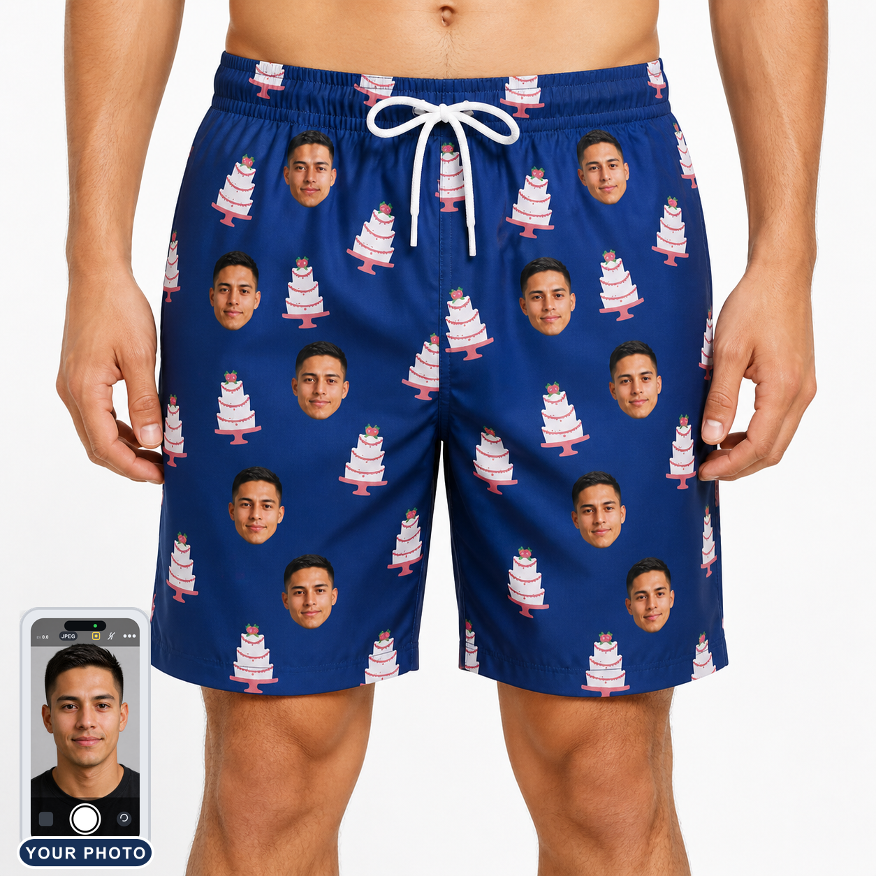 Men's Marzipan Marina Custom Face Beach Shorts