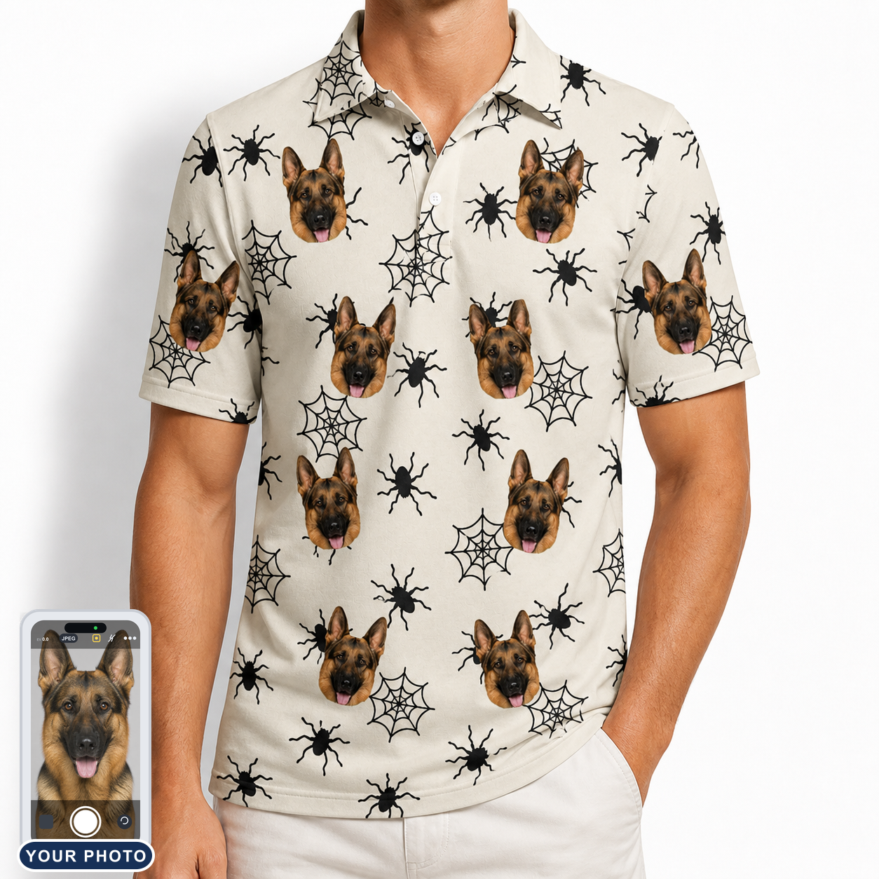 Men's Tangle Terror Custom Dog Face Polo Shirt