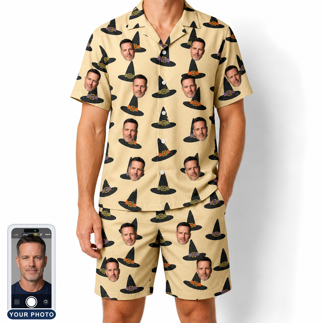 Men's Coven Couture Custom Face Shirt & Shorts Set