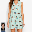 Women's Coral Current Custom Face V-Neck Dress