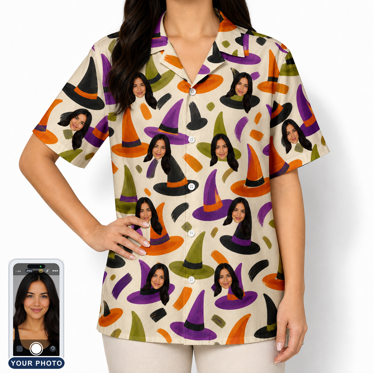 Women's Samhain Silhouettes Custom Face Hawaiian Shirt