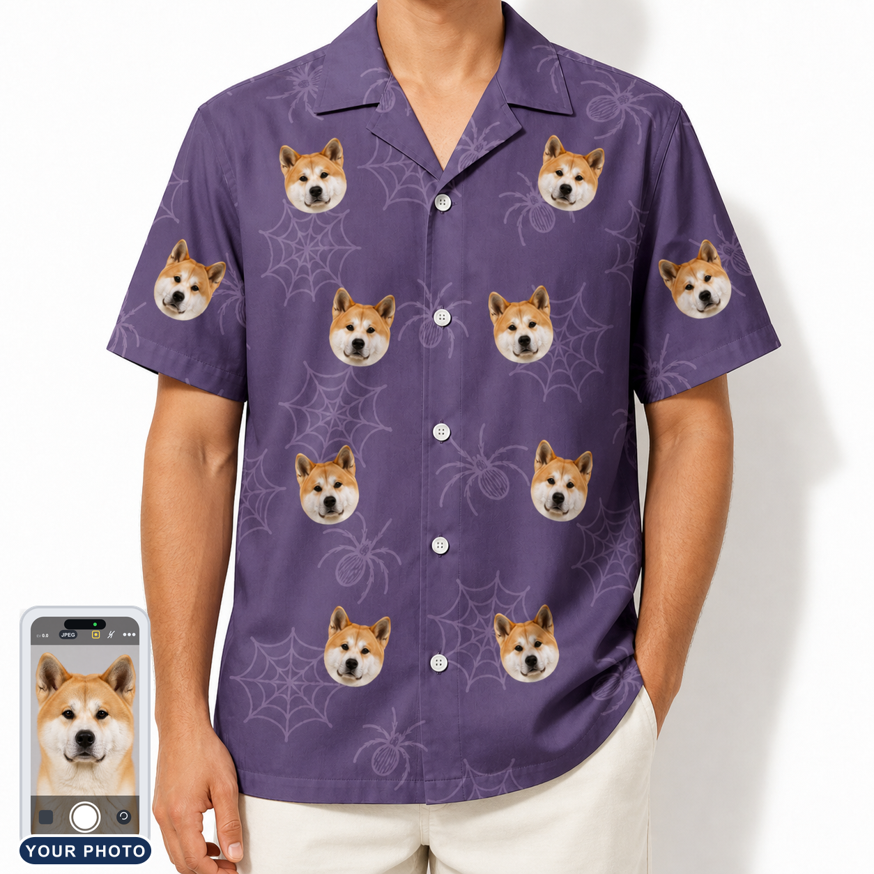 Men's Spider Social Custom Dog Face Hawaiian Shirt