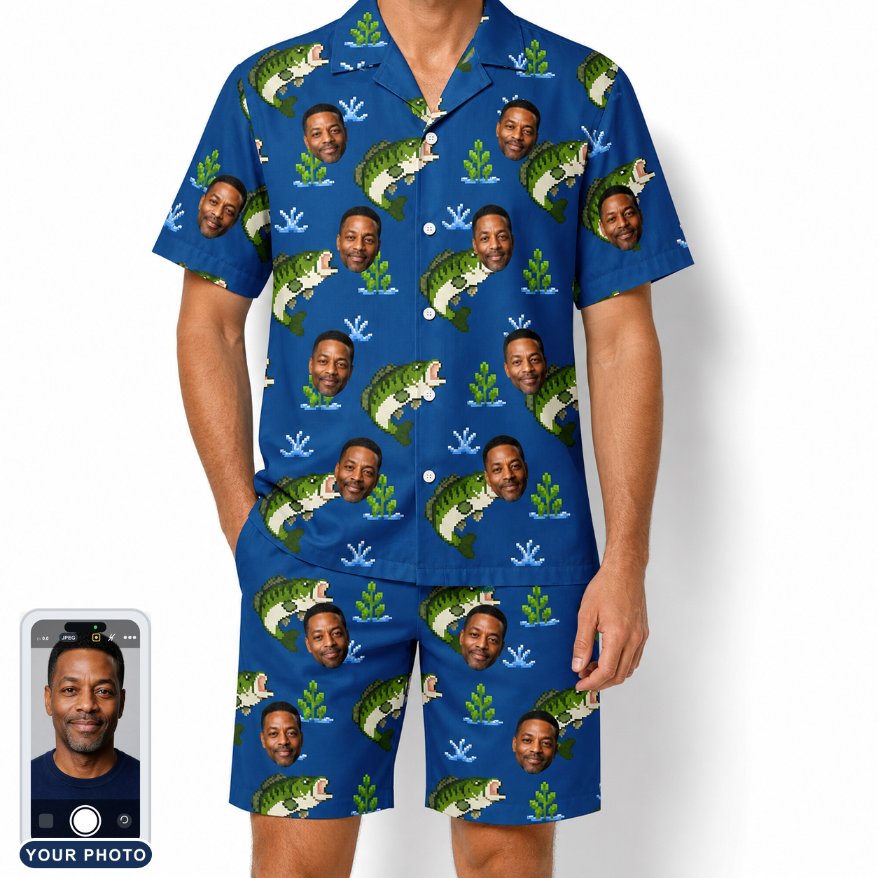 Men's Scale Mail Custom Face Shirt & Shorts Set