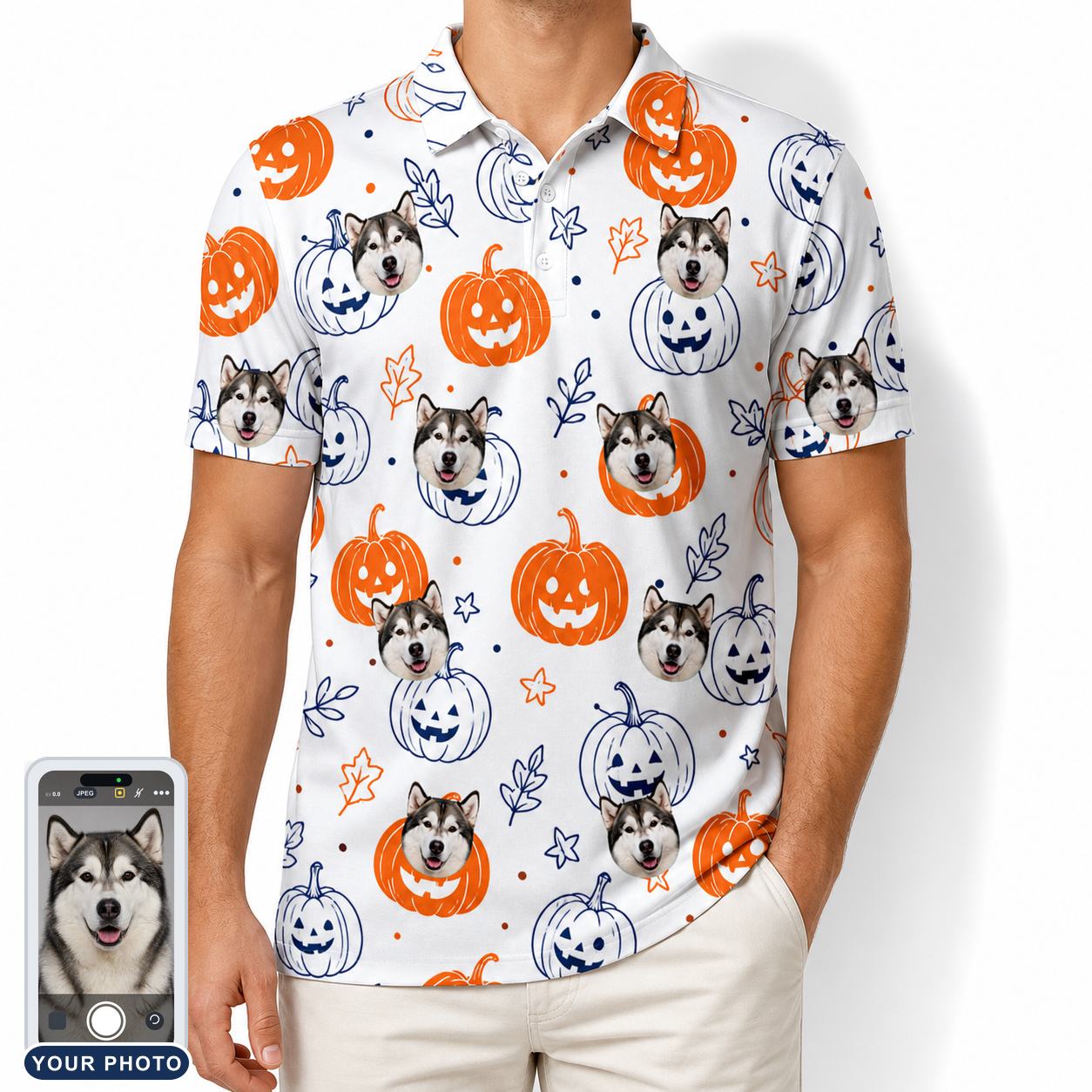 Men's Jack O'Jitters Custom Dog Face Polo Shirt