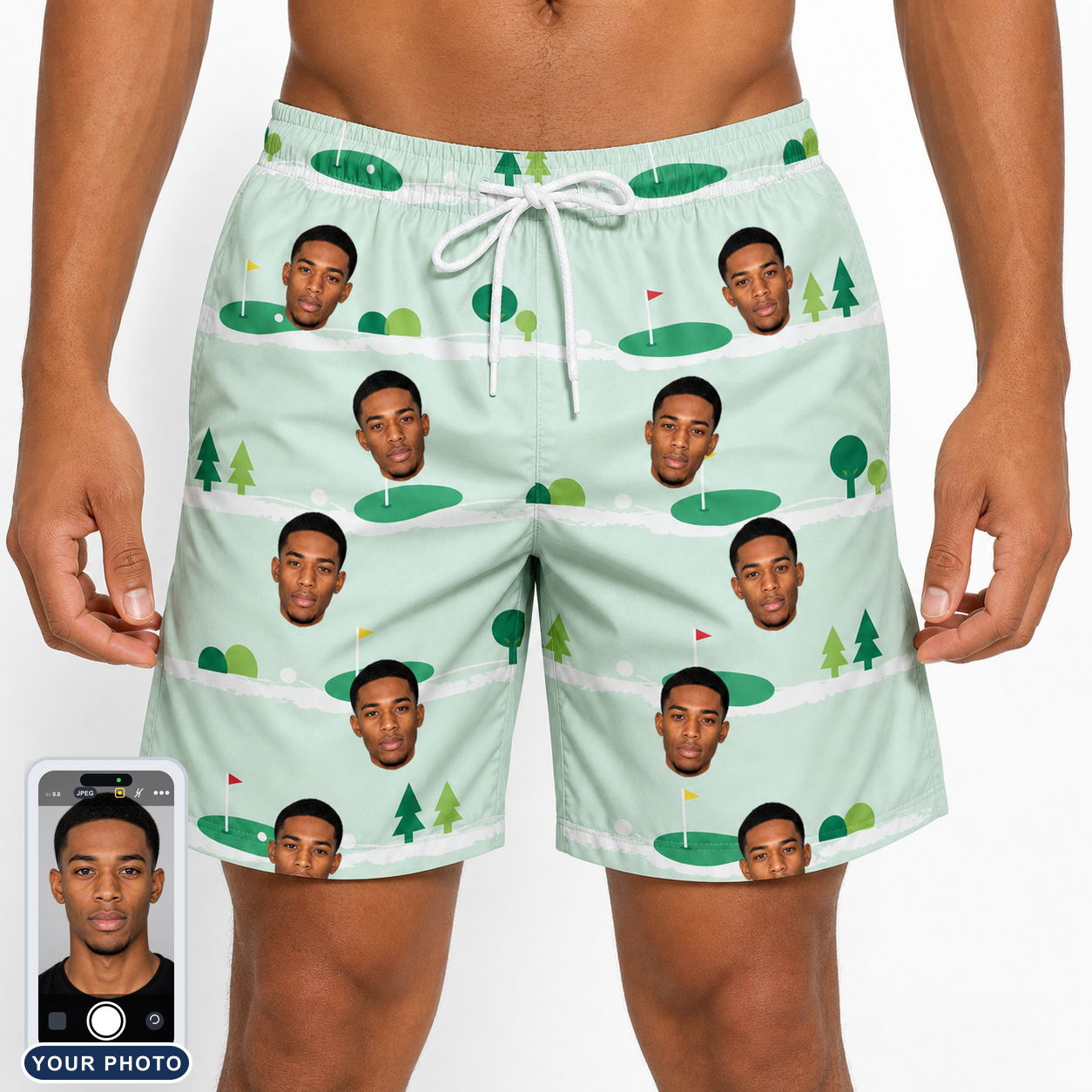 Men's Hole Hilarity Custom Face Beach Shorts