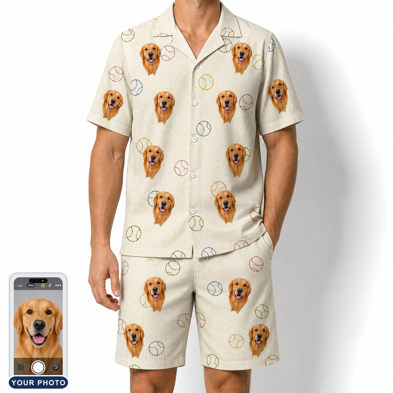Men's Rally Retrievers Custom Dog Face Shirt & Shorts Set