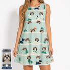 Women's Kerchief Kapers Custom Dog Face Tank Dress
