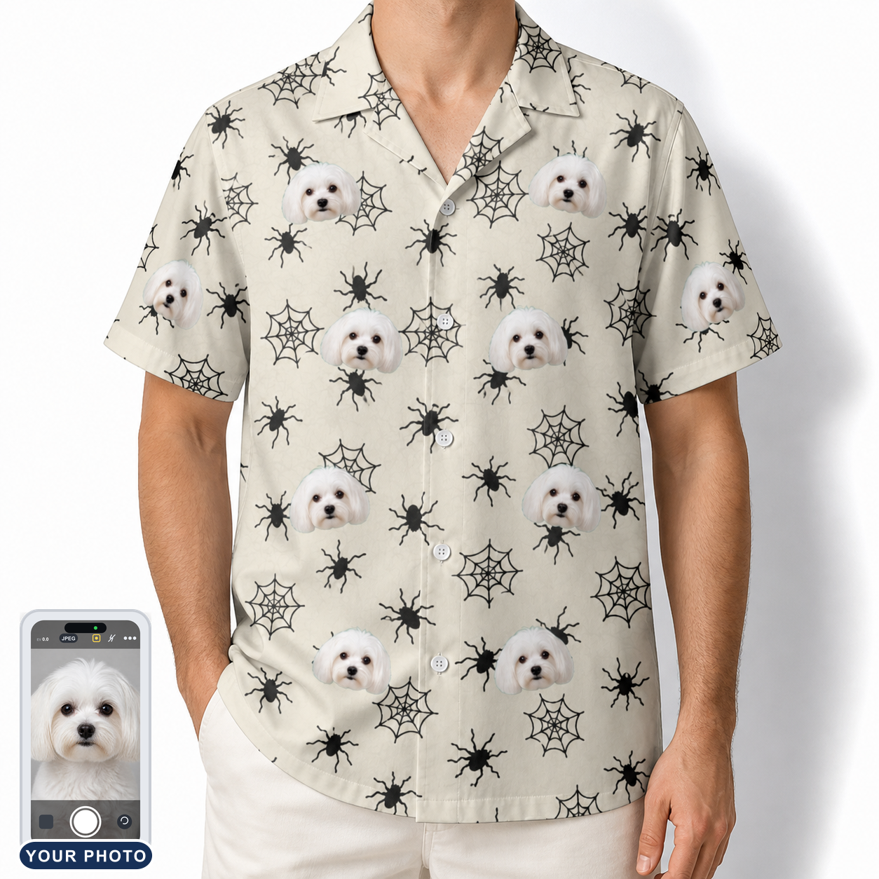 Men's Tangle Terror Custom Dog Face Hawaiian Shirt