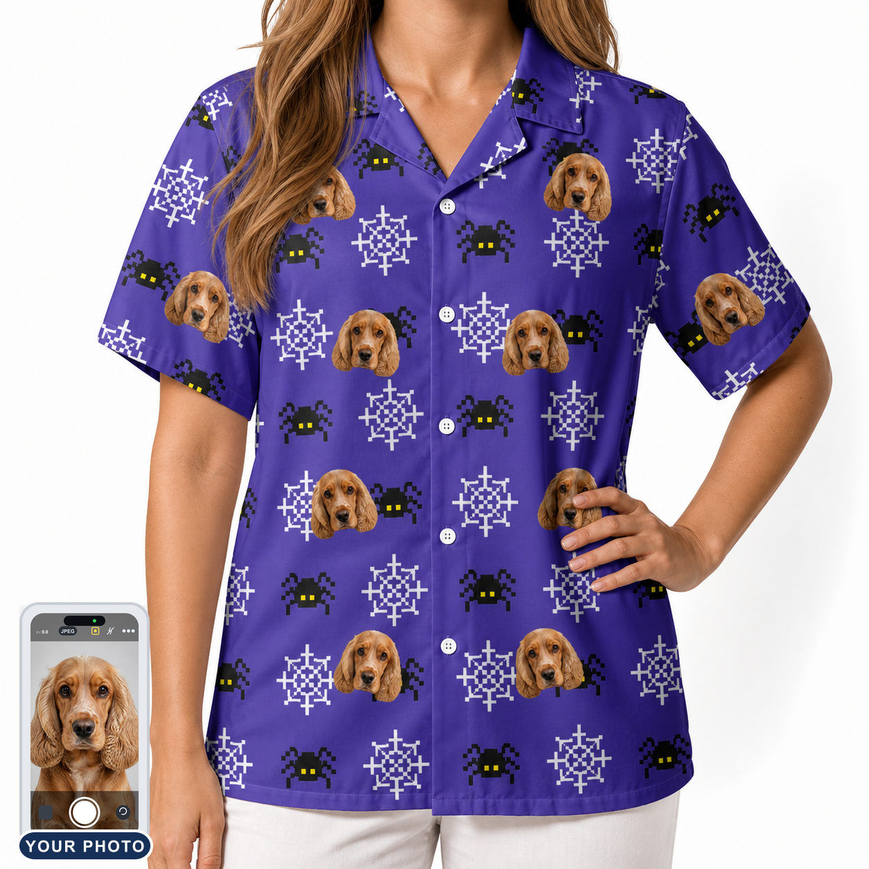 Women's Leggy Lurkers Custom Dog Face Hawaiian Shirt