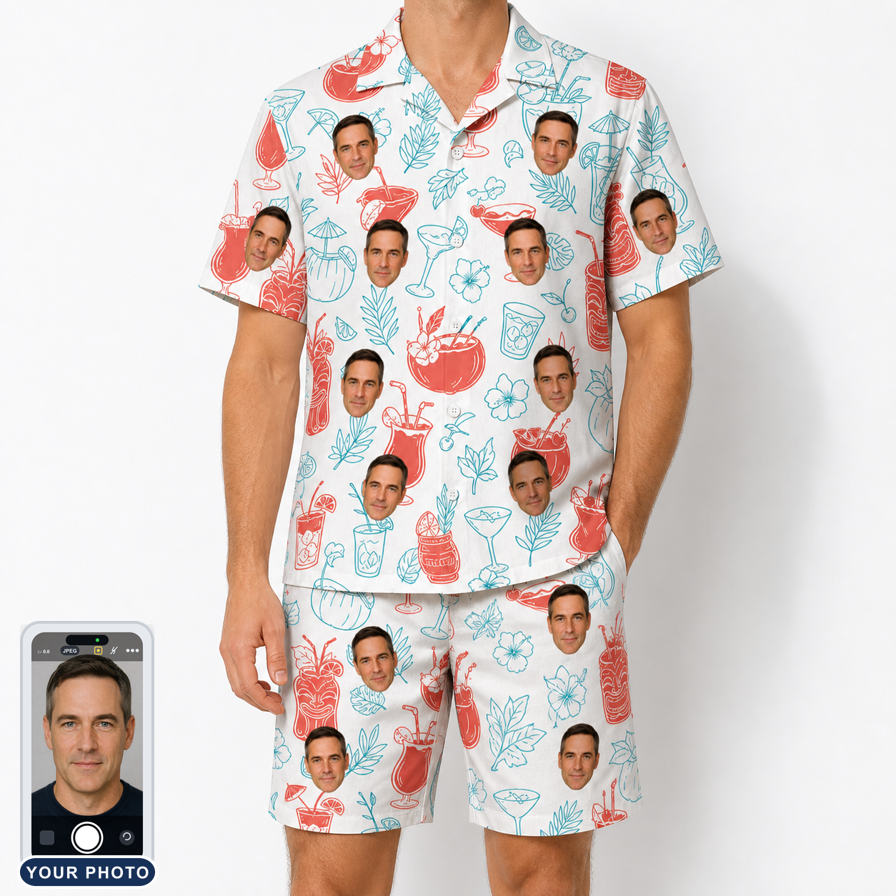 Men's Engaged Elixirs Custom Face Shirt & Shorts Set