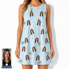 Women's Chrome Fronds Custom Face Tank Dress