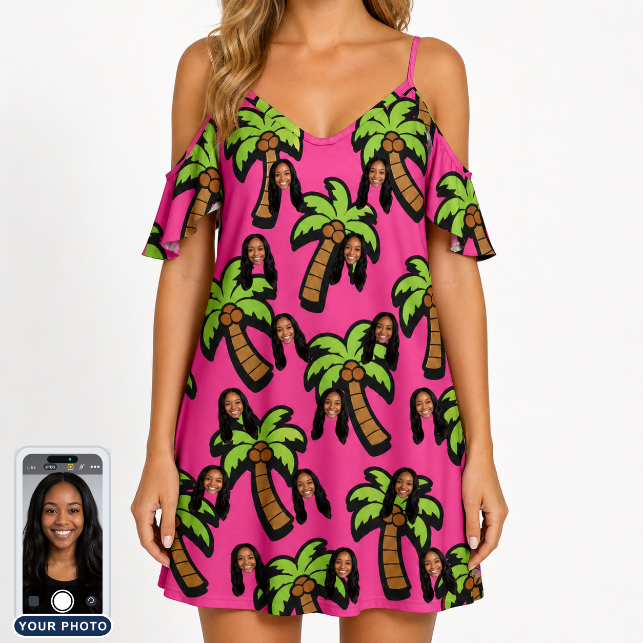 Women's Sunset Plumeria Custom Face Off-Shoulder Dress