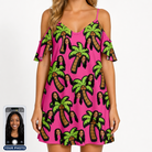 Women's Sunset Plumeria Custom Face Off-Shoulder Dress