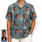 Men's Monstera Mingle Custom Face Hawaiian Shirt