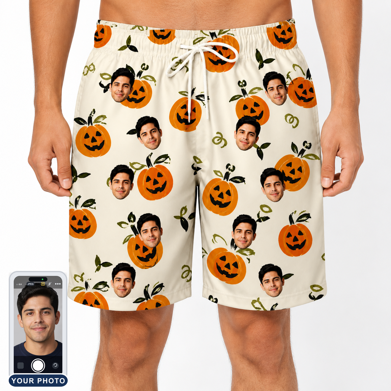 Men's Carved Chuckles Custom Face Beach Shorts