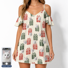 Women's Bowtiful Bundles Custom Cat Face Off-Shoulder Dress