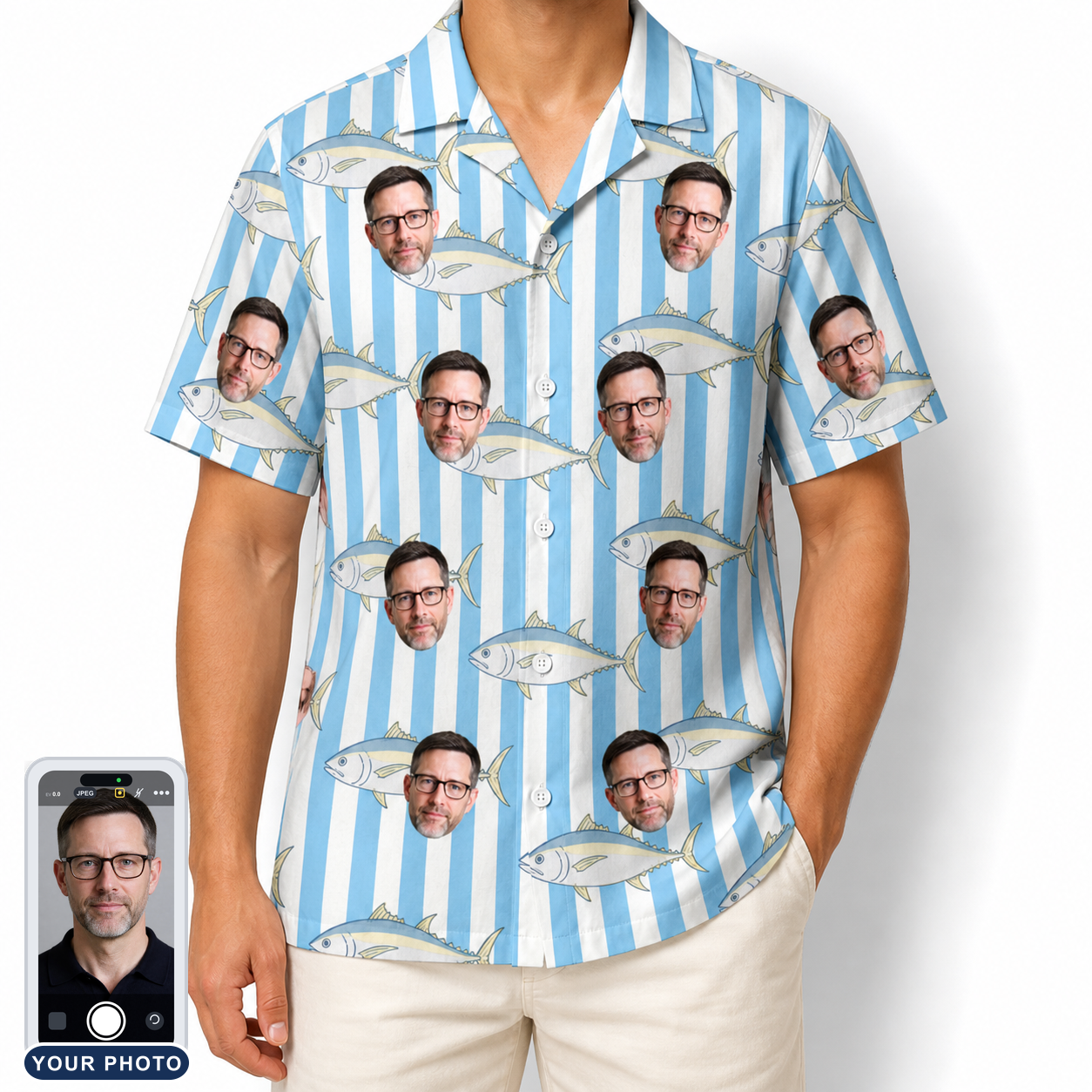 Men's Tuna Tactics Custom Face Hawaiian Shirt