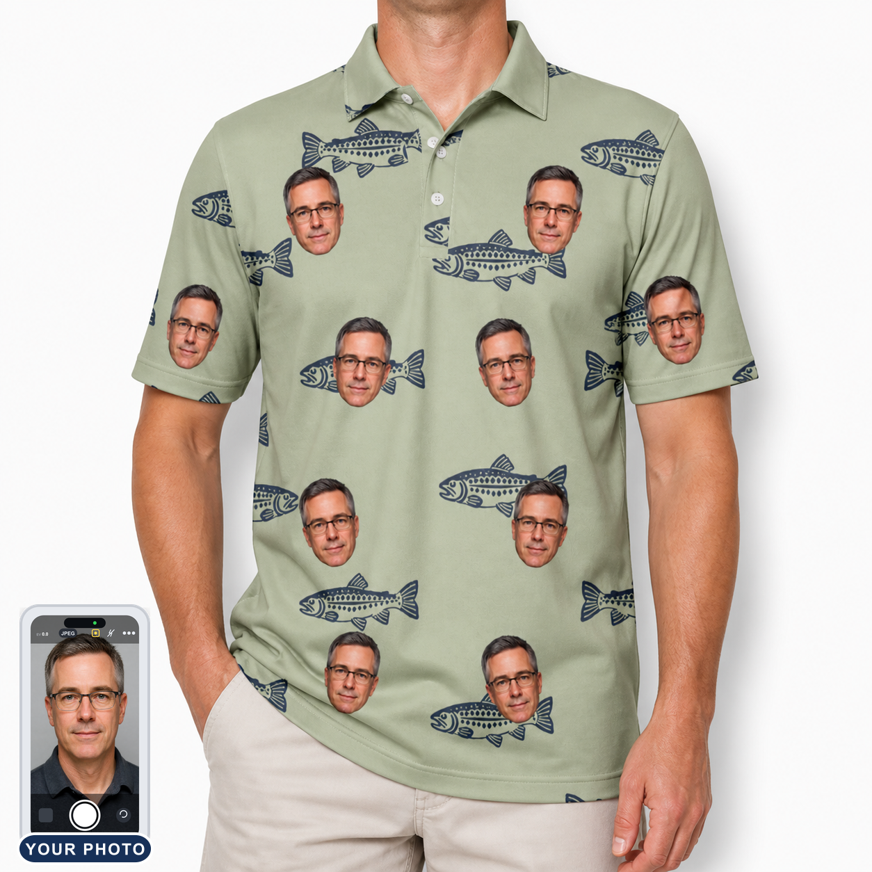 Men's Gill Giggles Custom Face Polo Shirt