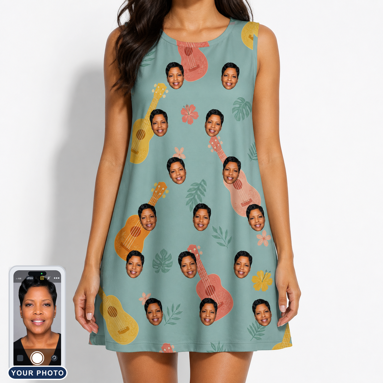 Women's Hula Harmonics Custom Face Tank Dress