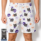 Men's Skull Shuffle Custom Cat Face Beach Shorts