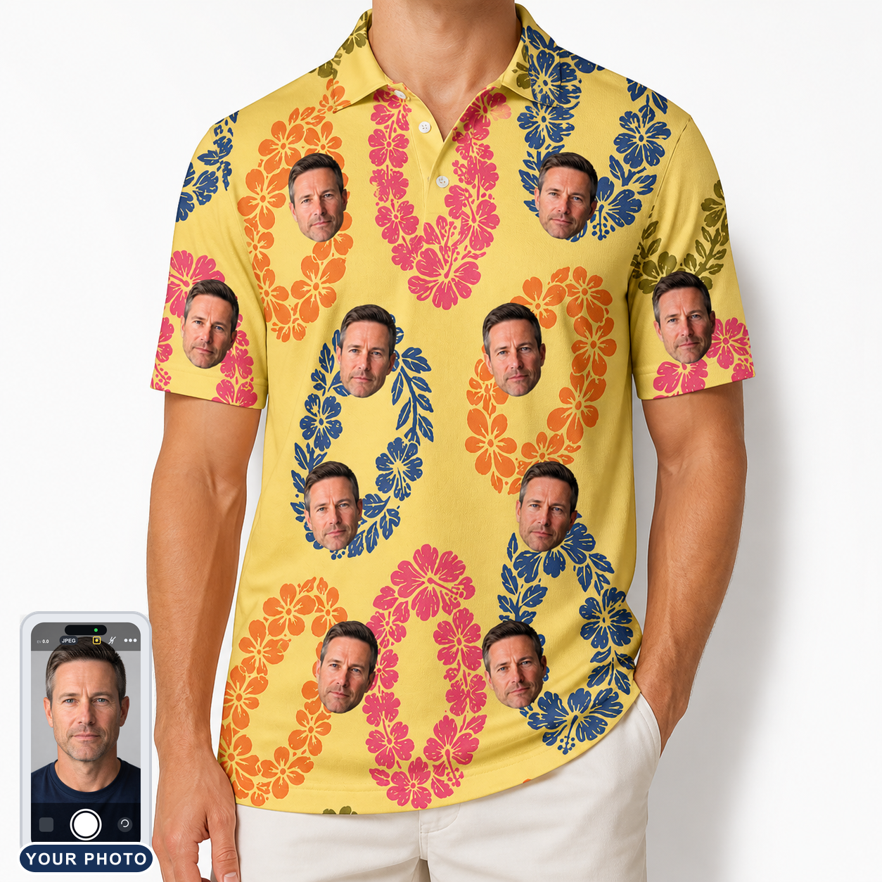 Men's Leisure Lovers Custom Face Polo Shirt