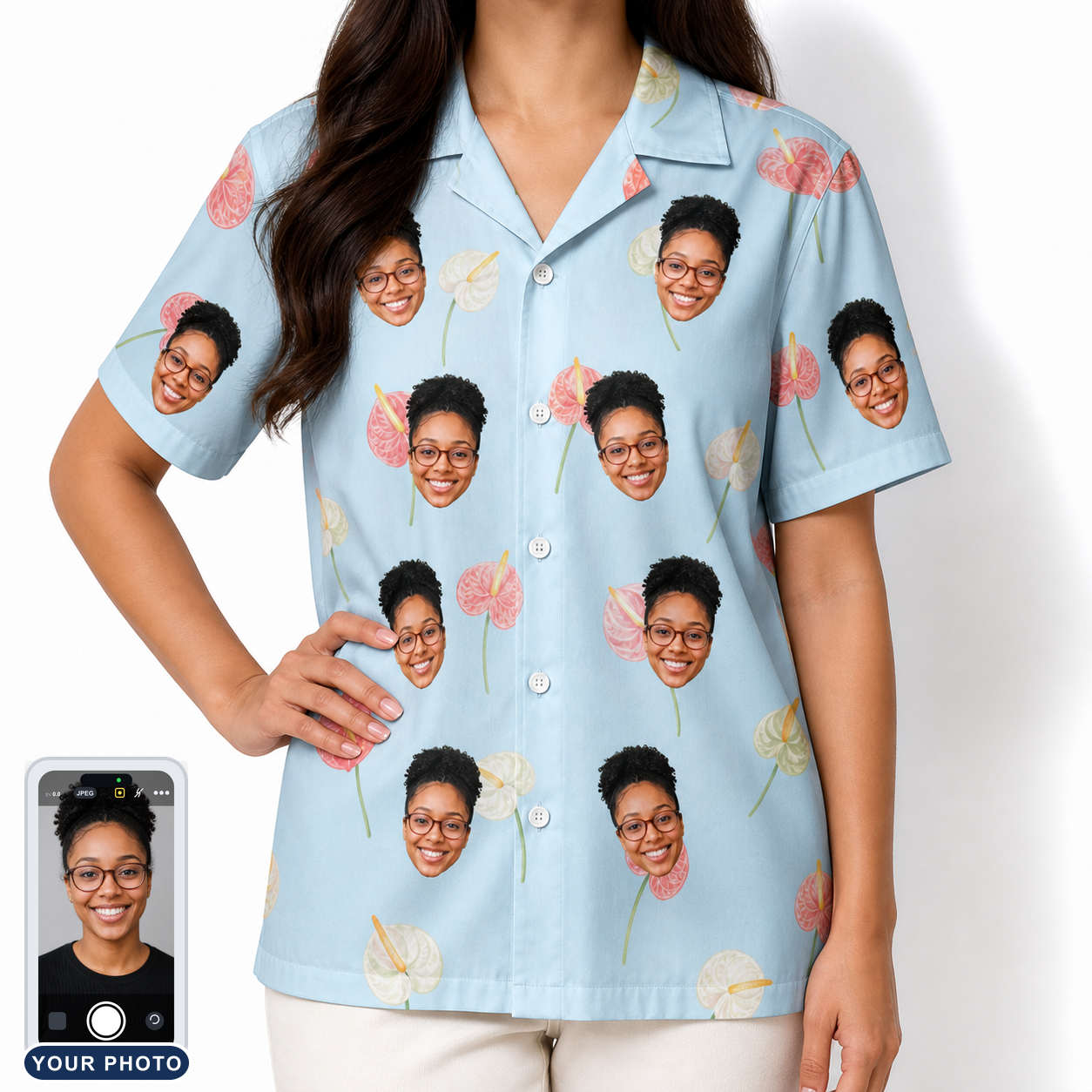 Women's Spatha Spark Custom Face Hawaiian Shirt