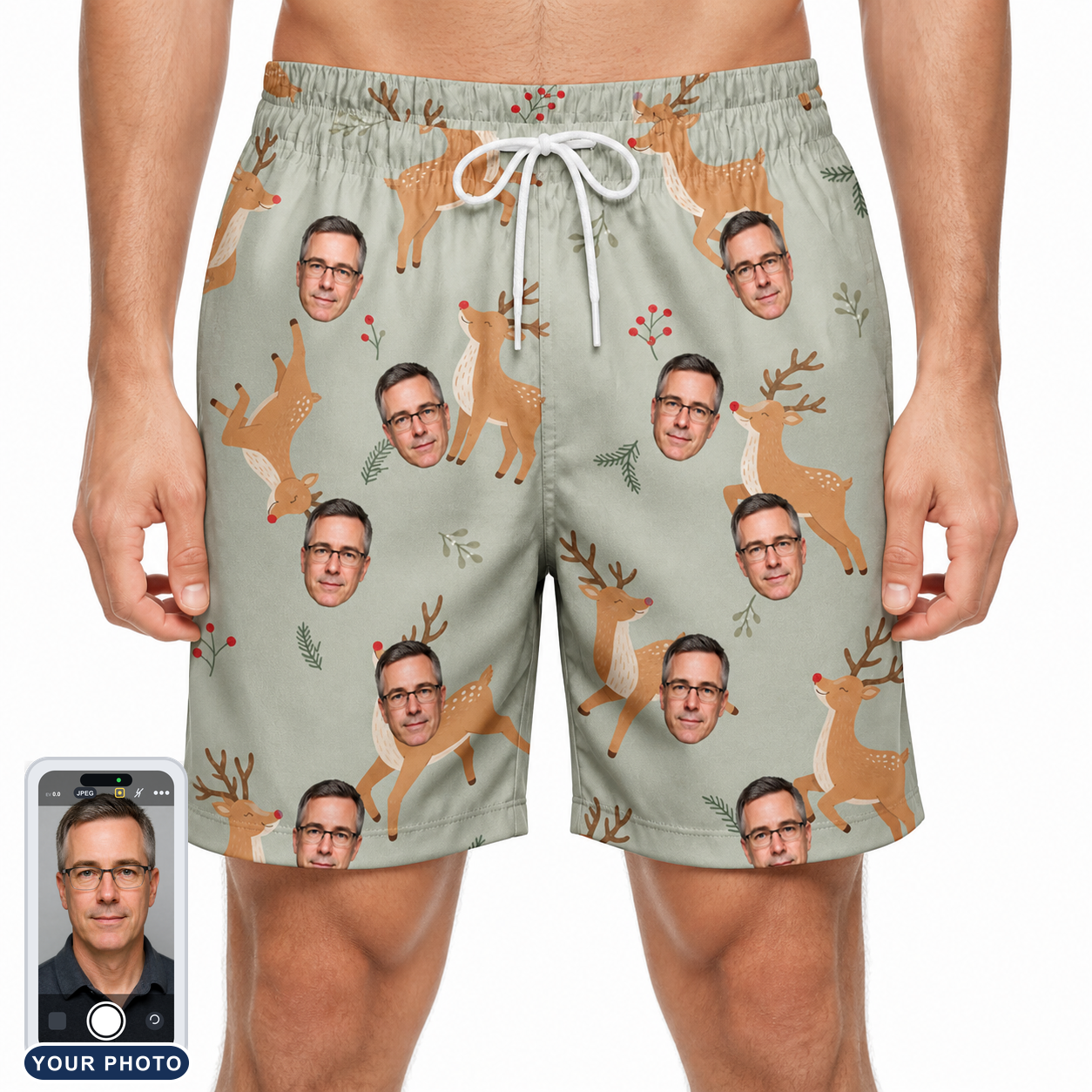 Men's Hoof Hootenanny Custom Face Beach Shorts