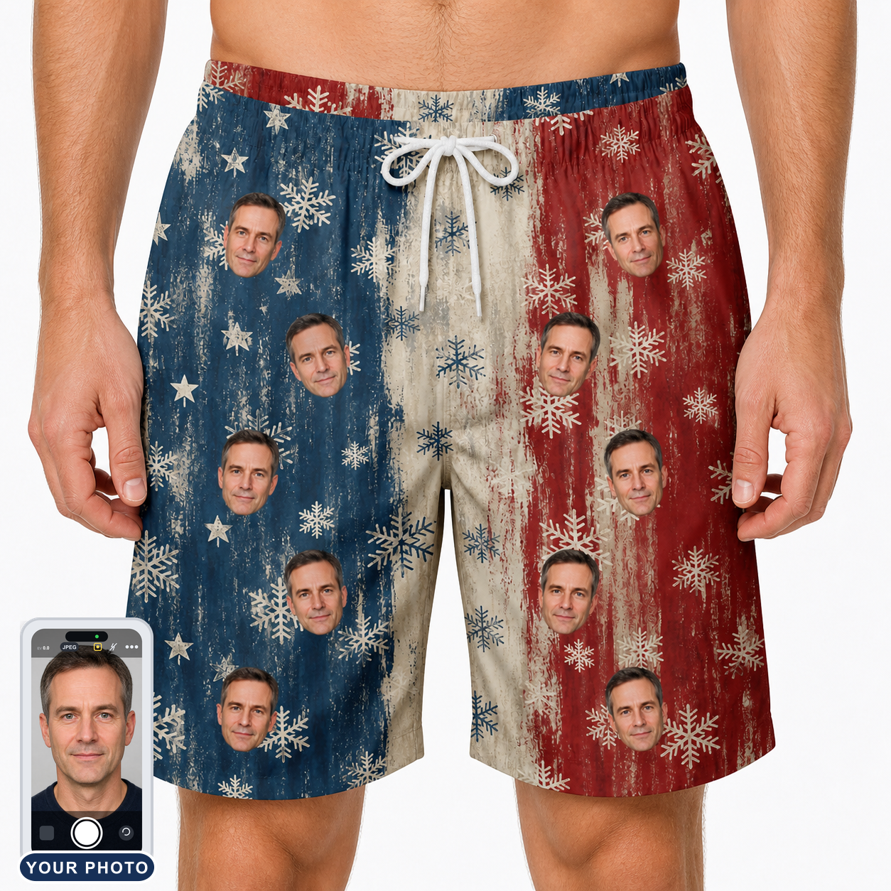 Men's Crystal Cascade Custom Face Beach Shorts