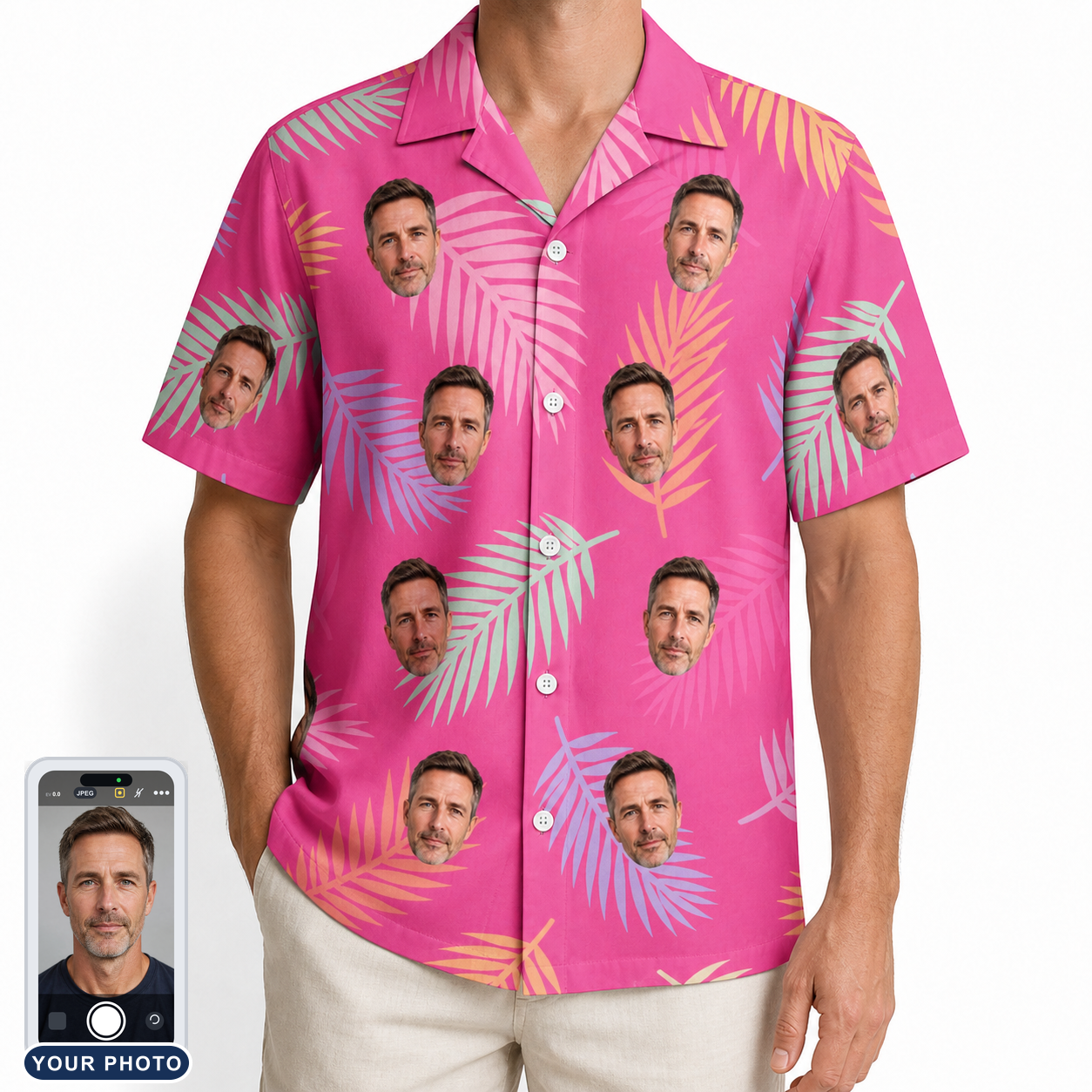 Men's Swaying Sweethearts Custom Face Hawaiian Shirt