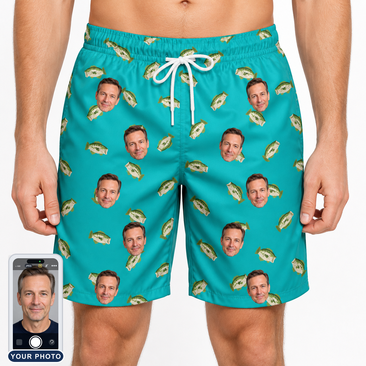 Men's Casting Call Custom Face Beach Shorts