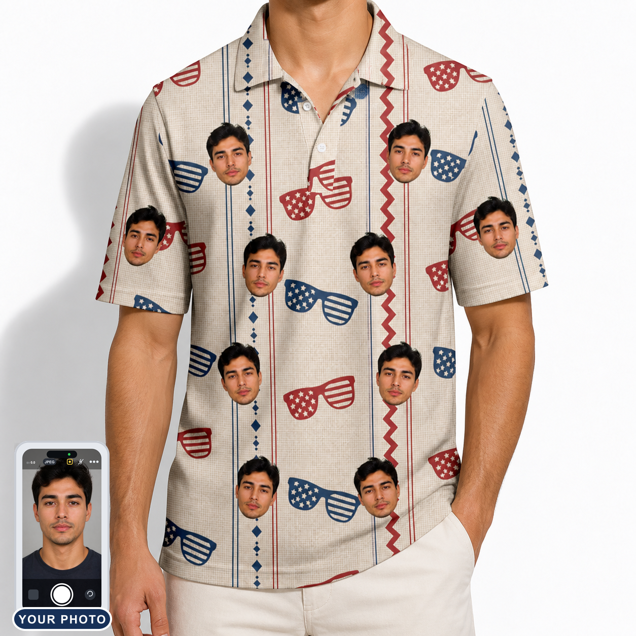 Men's Firework Frames Custom Face Polo Shirt