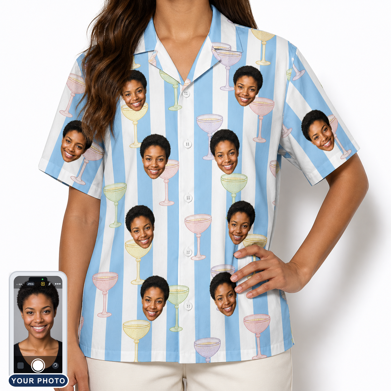 Women's Clink Wink Custom Face Hawaiian Shirt