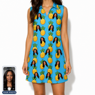 Women's Exotic Excursion Custom Face V-Neck Dress