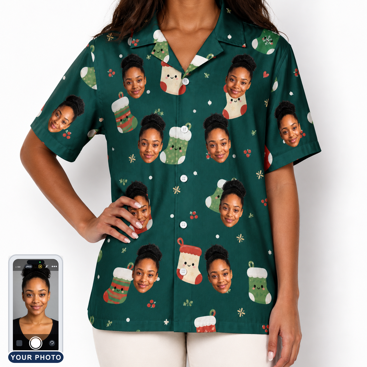 Women's Chimney Cheer Custom Face Hawaiian Shirt