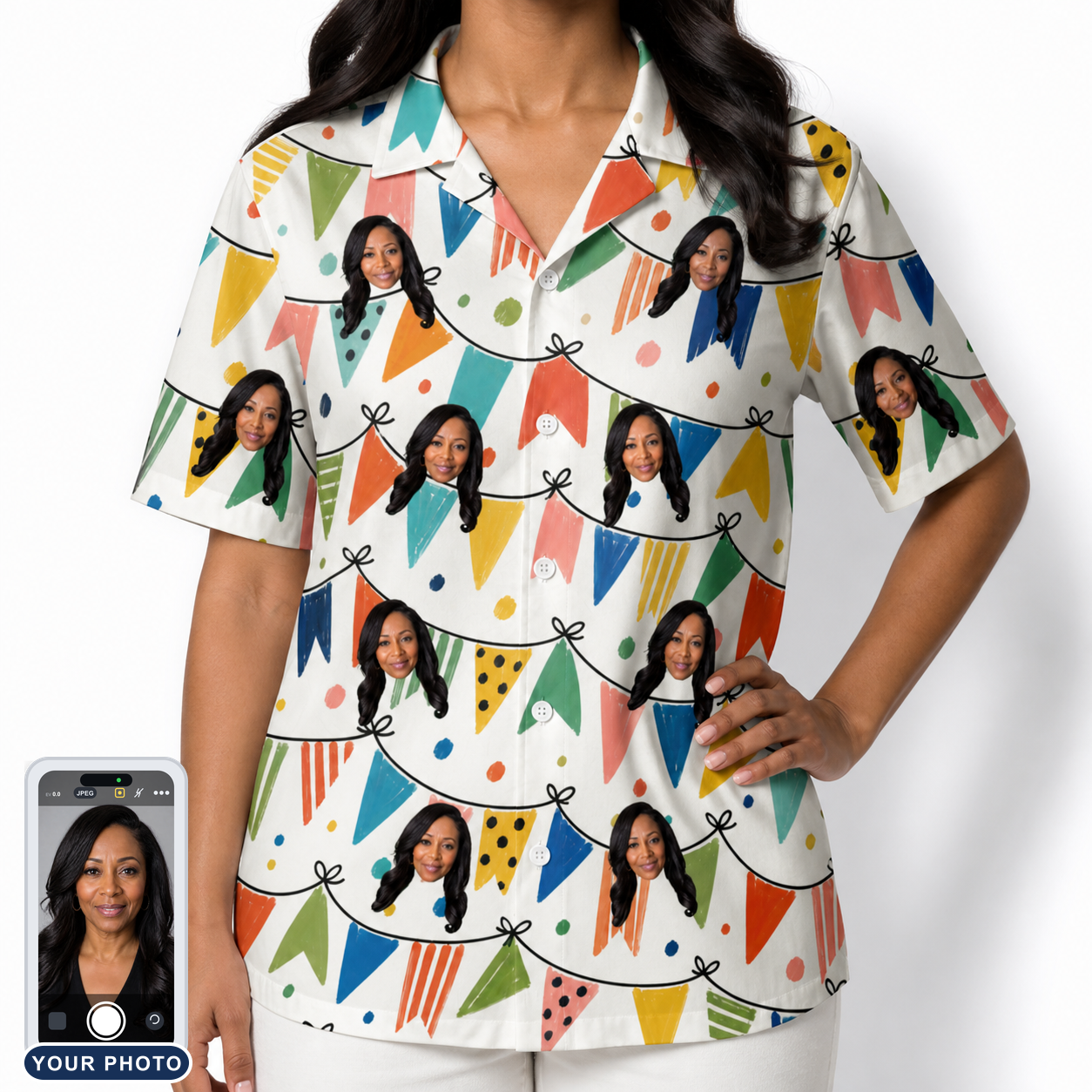 Women's Tulle Tumble Custom Face Hawaiian Shirt