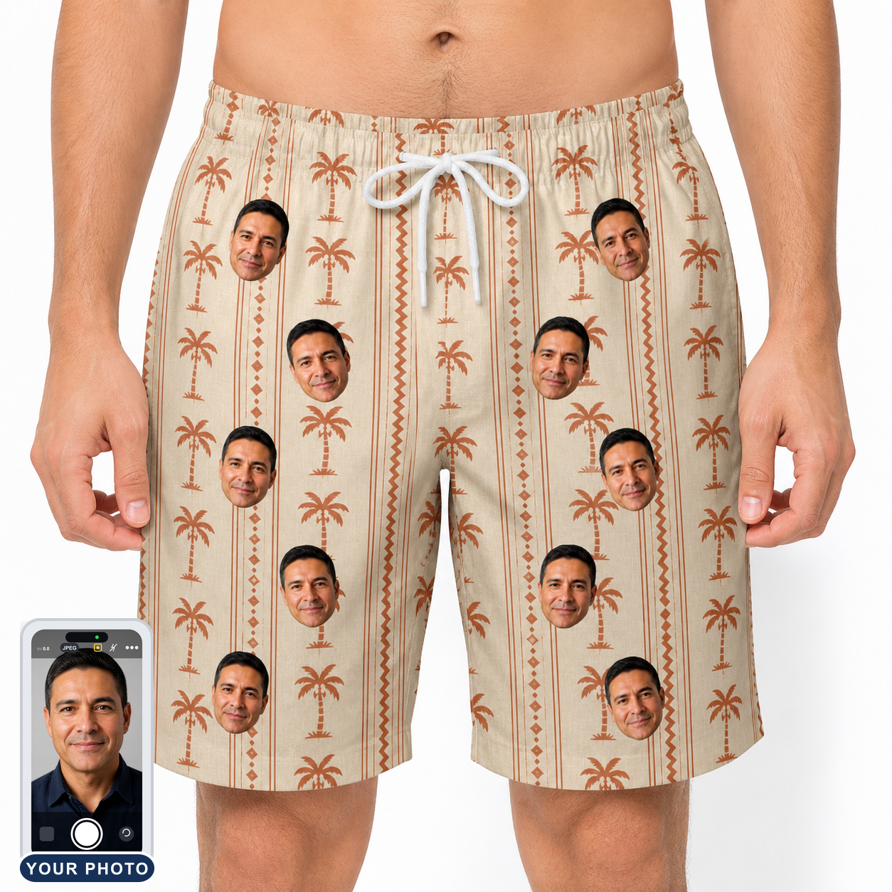 Men's Orchid Oasis Custom Face Beach Shorts