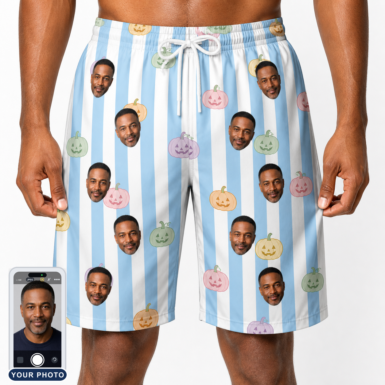 Men's Harvest Haunters Custom Face Beach Shorts