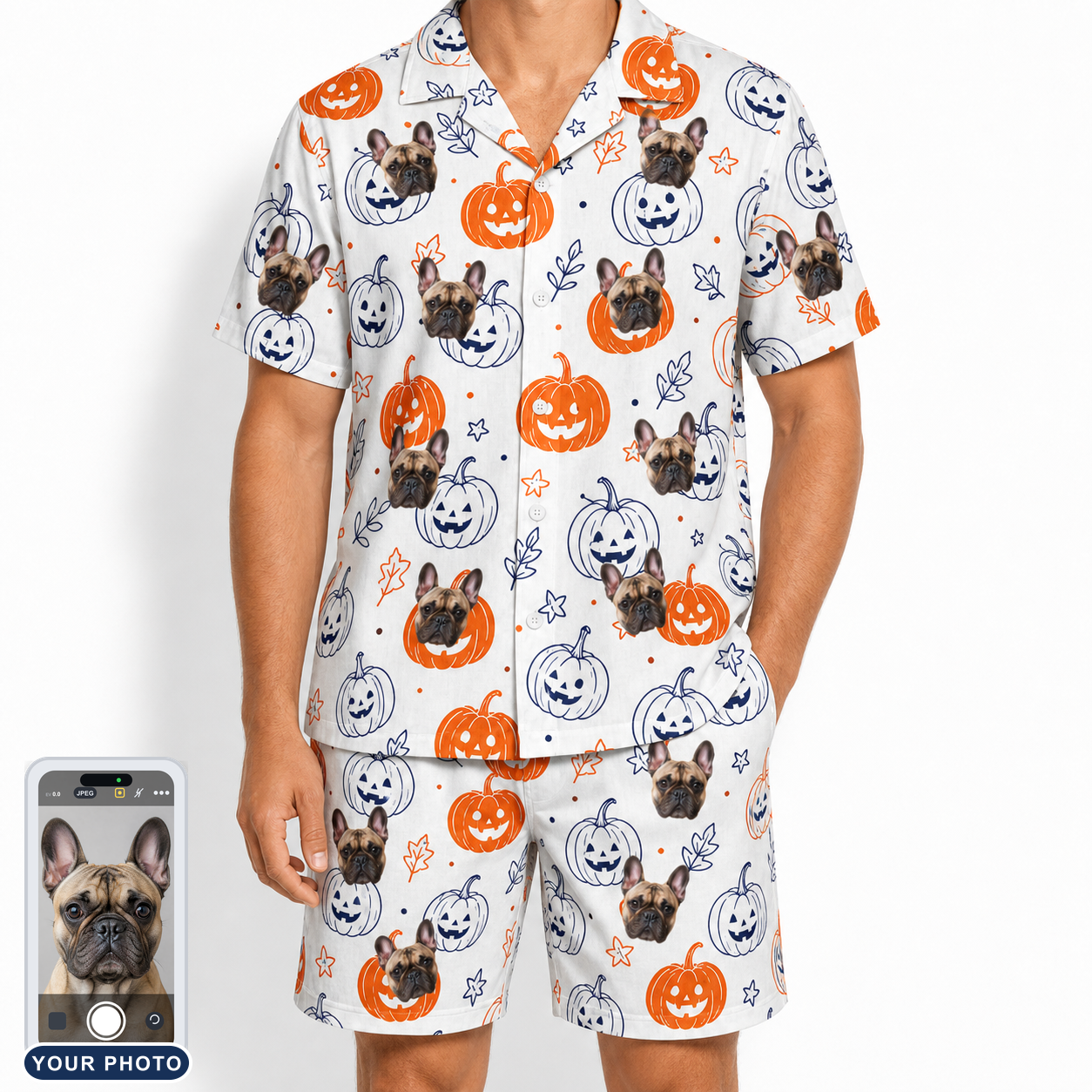 Men's Jack O'Jitters Custom Dog Face Shirt & Shorts Set