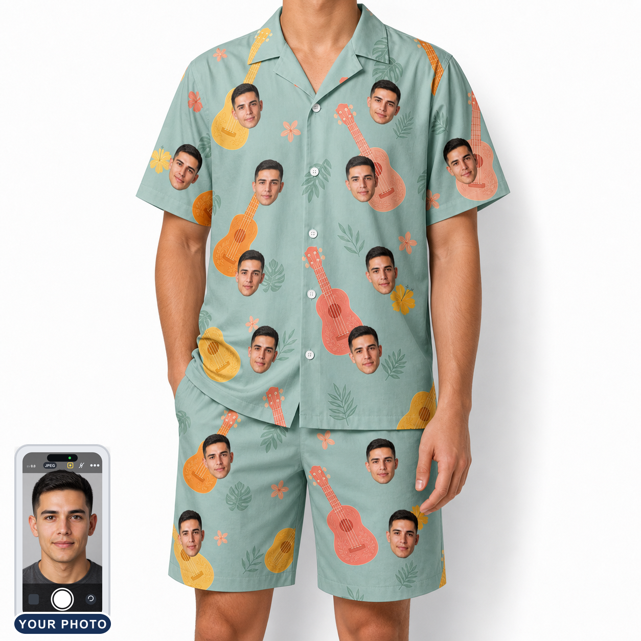 Men's Hula Harmonics Custom Face Shirt & Shorts Set