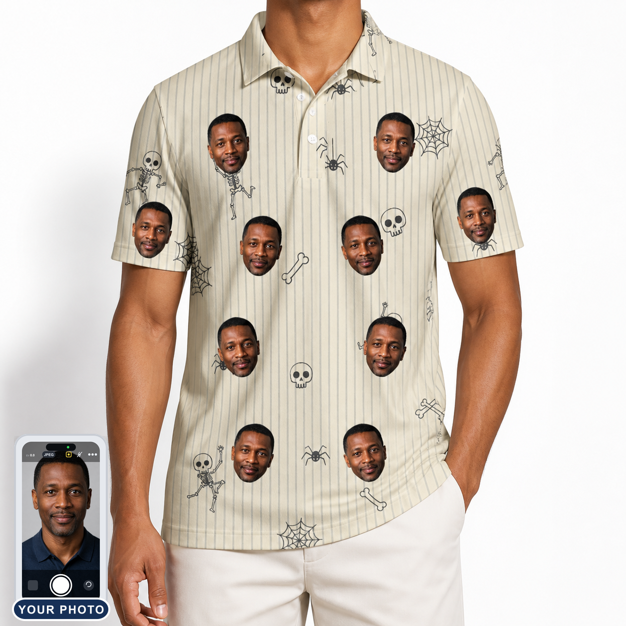 Men's Arachnid Antics Custom Face Polo Shirt