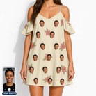 Women's Poinsettia Pop Custom Face Off-Shoulder Dress