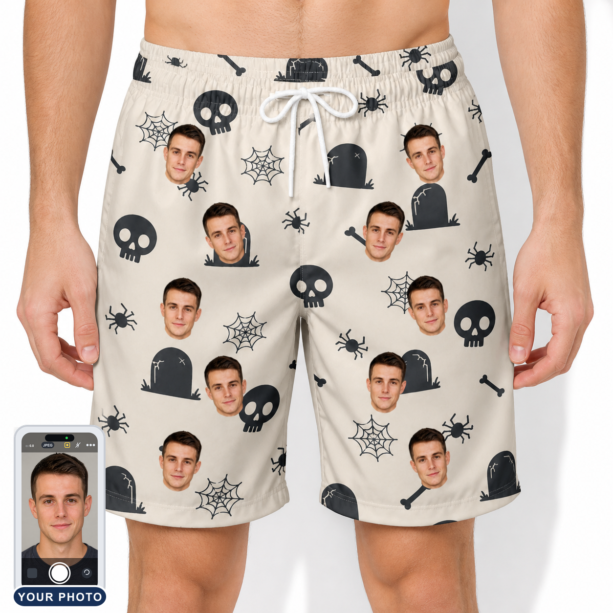 Men's Cryptic Crawlies Custom Face Beach Shorts