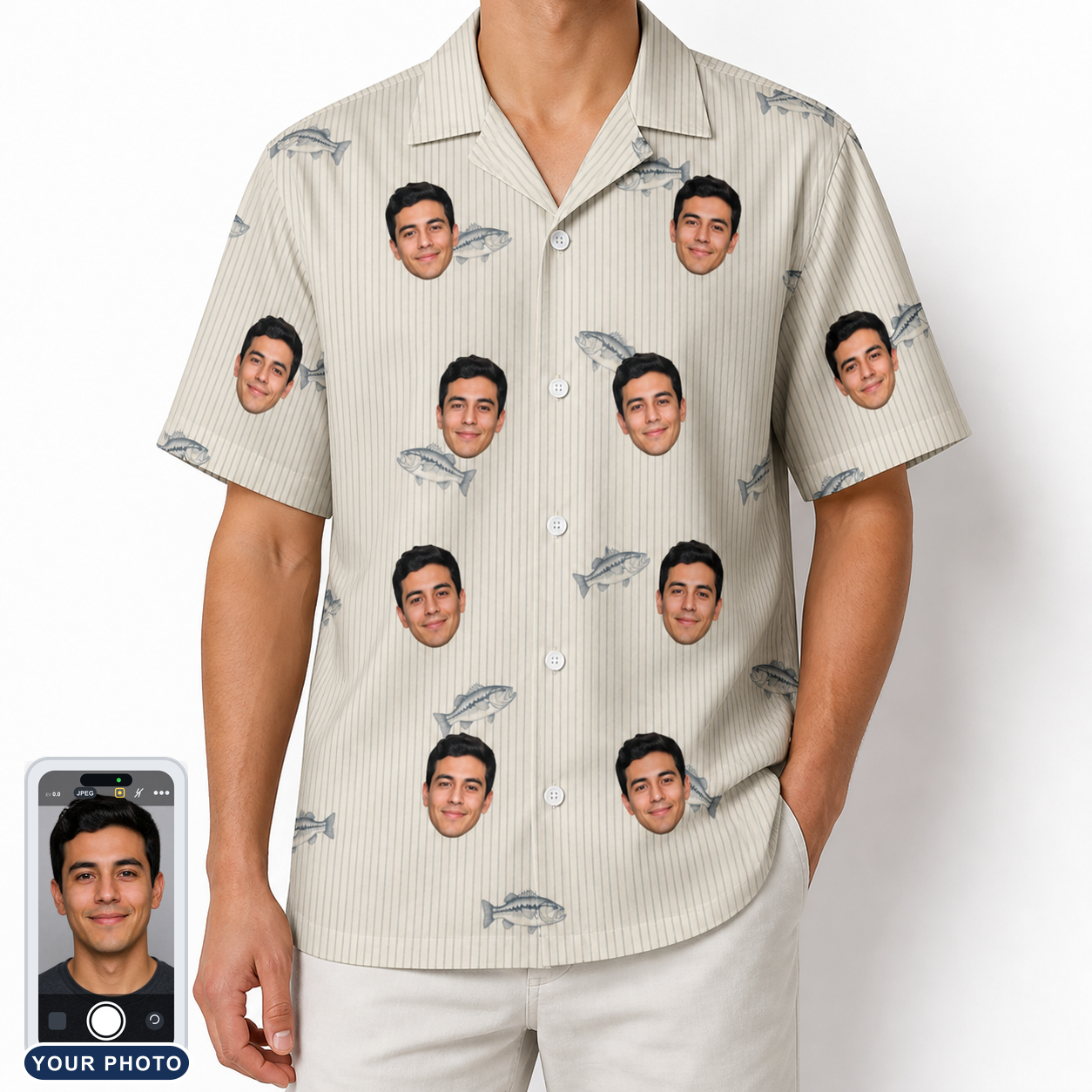 Men's Lunker Lunacy Custom Face Hawaiian Shirt